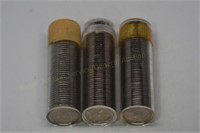 3 Rolls (120) 1960p circulated Jefferson Nickels