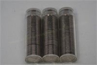 3 Rolls (120) 1958d Uncirculated Jefferson Nickels