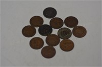 12 Indian Head Pennies back to 1885