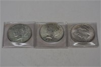 3 Nice 1923 Peace Silver Dollars