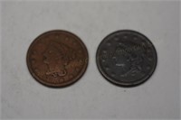 2 U.S. Large Cents: 1838 & 1840