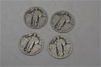 4 Flying Eagle Silver Quarters 1925,1929, 2-1927