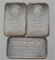 3 - .999 Silver 1 oz. Englehard Silver Bars
