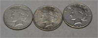 3 Nice Peace Silver Dollars 1923, 22, 26