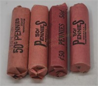 4 Rolls Wheat Pennies 1937, 1946, 1957, 1954d