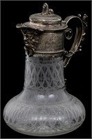 Silver Plated And Etched Glass Claret Jug