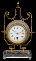 Brass Mounted Crystal Desk Clock