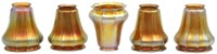 5 Steuben Gold Iridescent Art Glass Shades