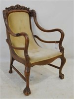 Mahogany antique claw foot slipper chair