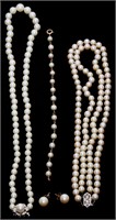 4 Pcs. Pearl Necklaces, Bracelet & Earrings