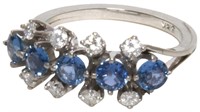 18K Blue Sapphire and Diamond Ring