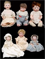 6 Bisque Head Character Dolls