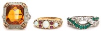3 Gold and Gemstone Estate Rings