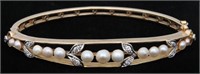 14K Pearl And Diamond Bracelet