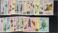 Angola stamps #333-356 Mint HR birds CV $225