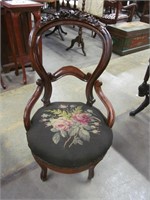 Needlepoint Victorian Rose back chair 1870