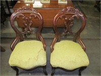 Victorian chairs, carved grapes, 2 x money