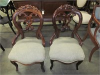 Victorian chair, carved grapes, 2 x money