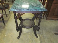Victorian table w. faux green marble top