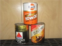 Lot of 3 Misc Oil Cans Gulf Honda