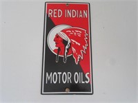 Red Indian Motor Oils Porcelain Sign