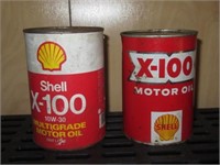Lot of 2 Shell Motor Oil Cans