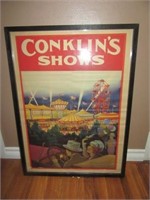 1940's Conlin Circus Shows Framed Sign