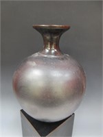(Wolff Pottery) Gray/Silver Vase (9"x6")