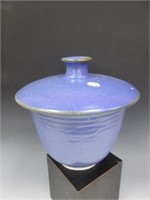 (Wolff Pottery), Blue Pot with Lid (8"x9")
