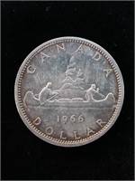 Pièce de monnaie Dollar Canadien 1966, en argent
