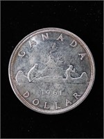 Pièce de monnaie Dollar Canadien 1961, en argent
