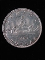 Pièce de monnaie, Dollar Canadien 1963, en argent