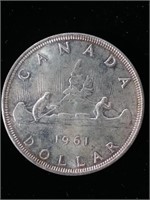Pièce de monnaie, Dollar Canadien 1961, en argent