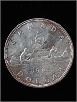 Pièce de monnaie, Dollar Canadien 1961, en argent