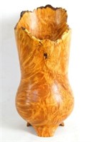 W.J. Brown Bubinga wood carved Art vase