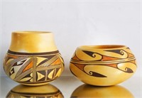 Two Ellamae Talashie Walpi, Pueblo ceramic bowls