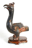 Rare antique Chinese black clay pottery bird