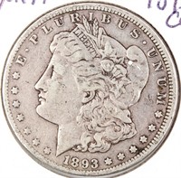 Coin 1893-CC  Morgan Silver Dollar in Fine