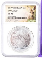 Coin 2017 Australia Silver Dollar Certified  MS70