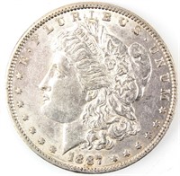 Coin 1887-O Morgan Silver Dollar in Almost Unc.