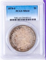 Coin 1878-S  Morgan Silver Dollar PCGS MS64