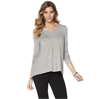 New Nene Leakes Heather Gray Long Sleeve Knit Top