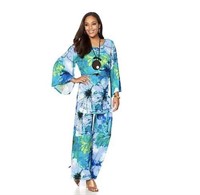 N. Natori Kimono Blue Sleeve Top