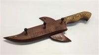 Vtg. Wooden Cuban Knife Key Hanger Souvenir Y15A