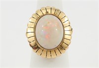 14K Gold & 10 Carat Opal 1950s Custom Ring