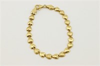 14K Gold Puffy Hearts Bracelet