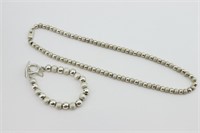 Sterling Necklace & Bracelet Set. Frosted