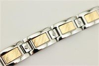 Stainless 18K Gold & Diamonds Bracelet