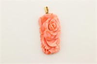 Carved Coral Pendant w/14K Gold Bale