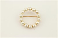 14K Gold Pin w/Akoya Pearls